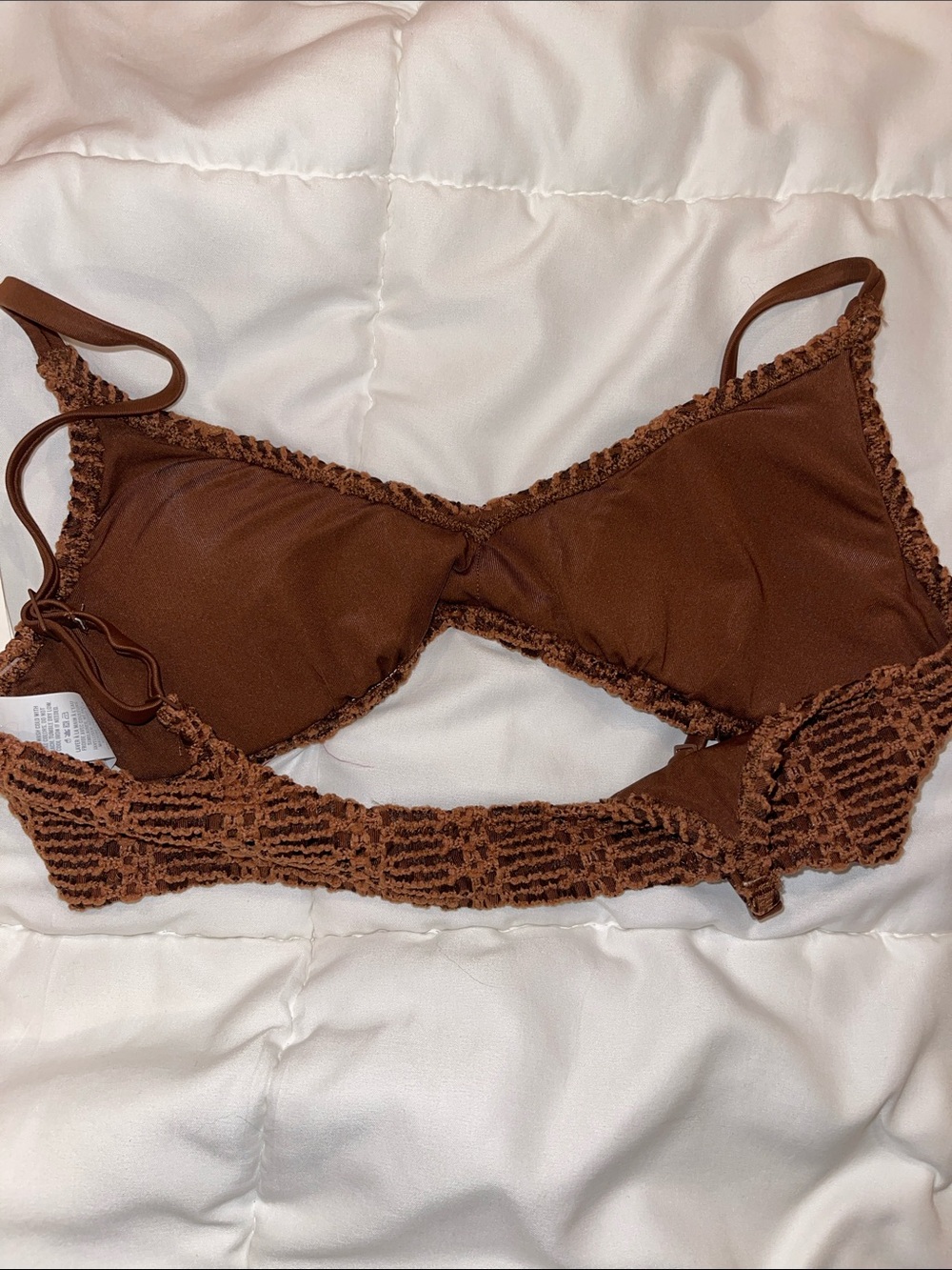 aerie Brown Padded Textured Crochet Bikini Top - Picture 5 of 5